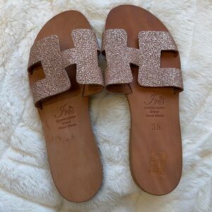 iris Rose Gold Glitter Slide Sandals